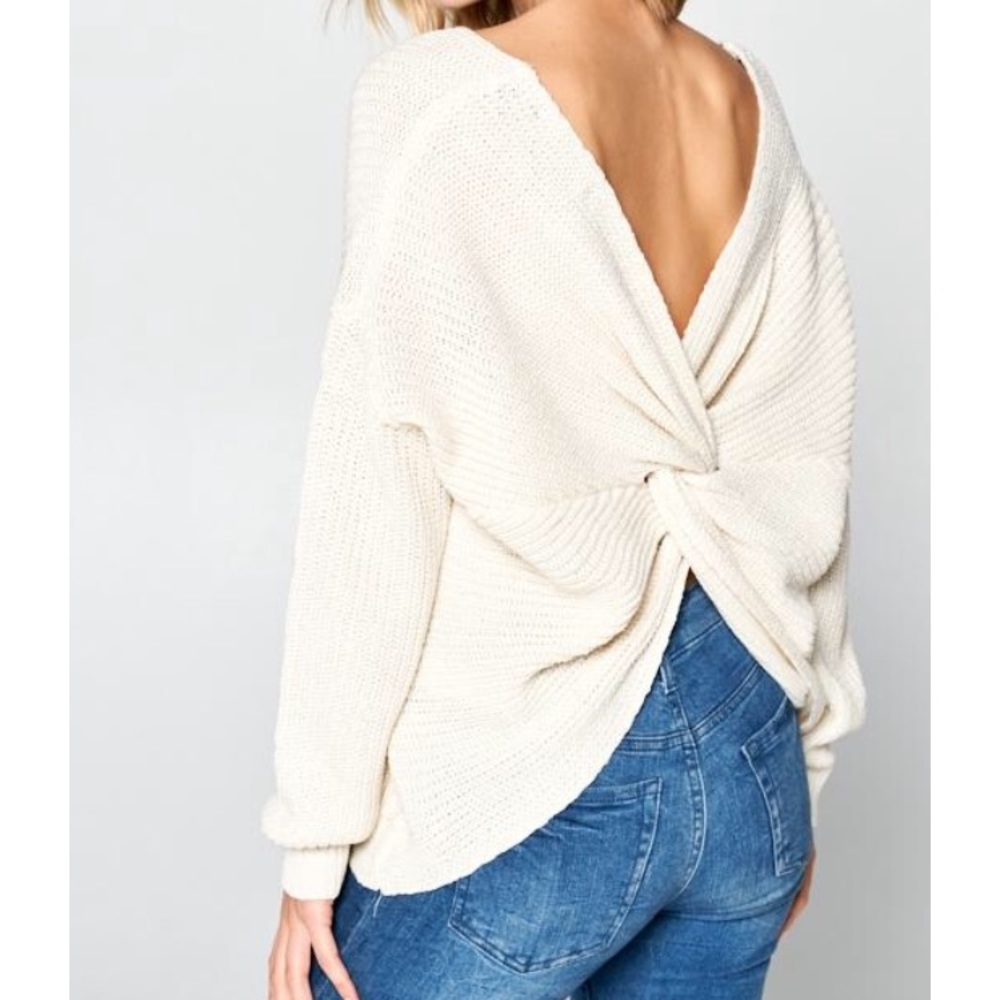 Ivory Twist Back Sweater